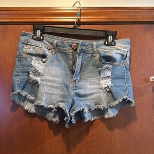 Ripped jean shorts